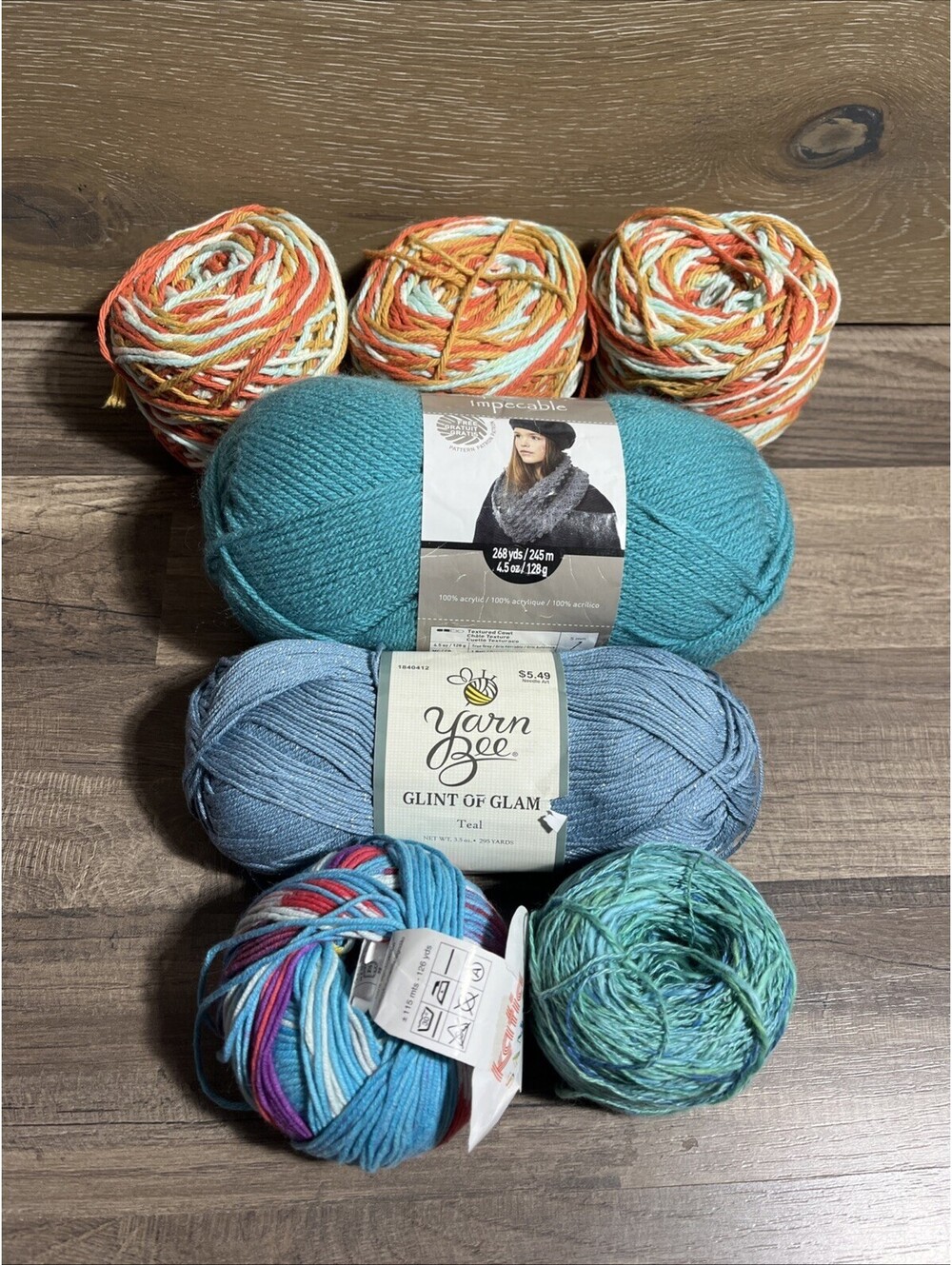 Blue Yarn Lot Several Skeins Shades Of Blue